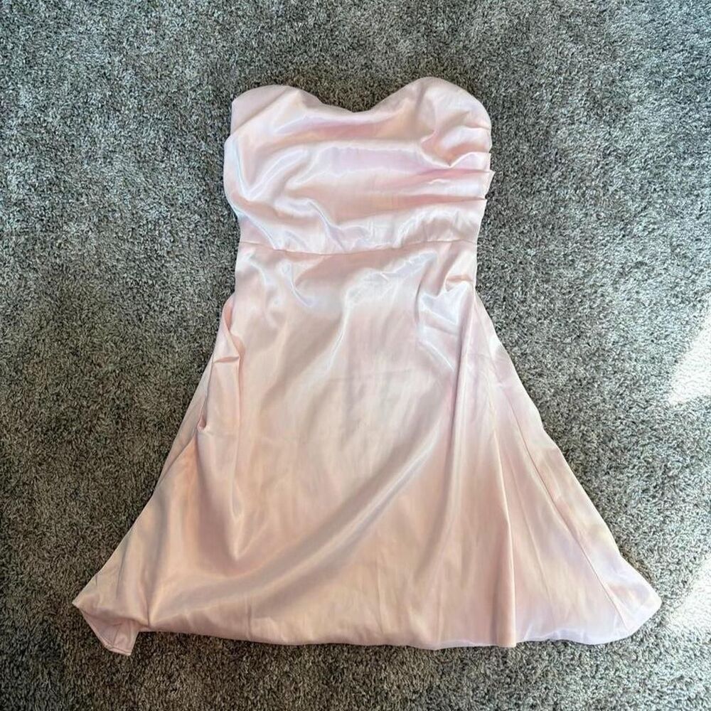 NWT Parthea pink satin strapless mini dress in a size S